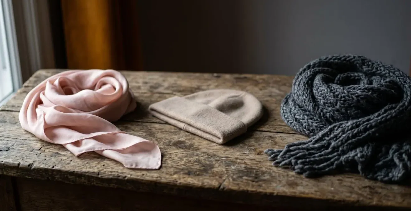 Composition d'accessoires automnaux en différentes textures illustrant les trois styles vestimentaires
