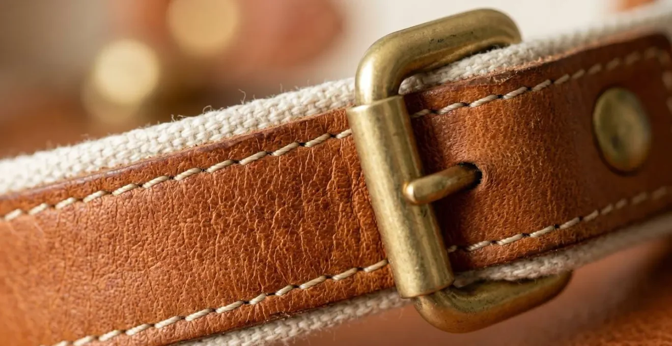Vue macro sur des détails d'accessoires de mode révélant textures et matières subtiles