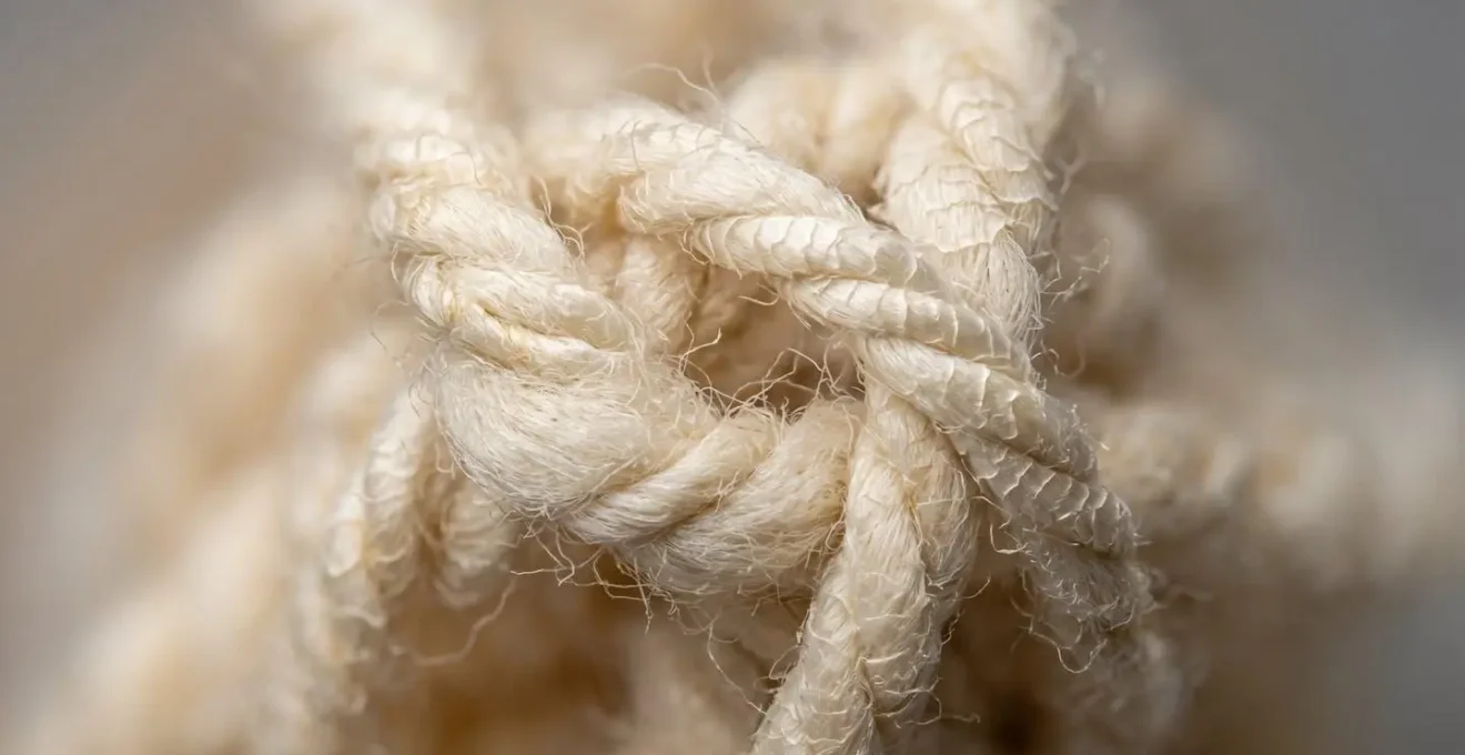 Vue macro des fibres de laine mérinos montrant leur structure isolante naturelle