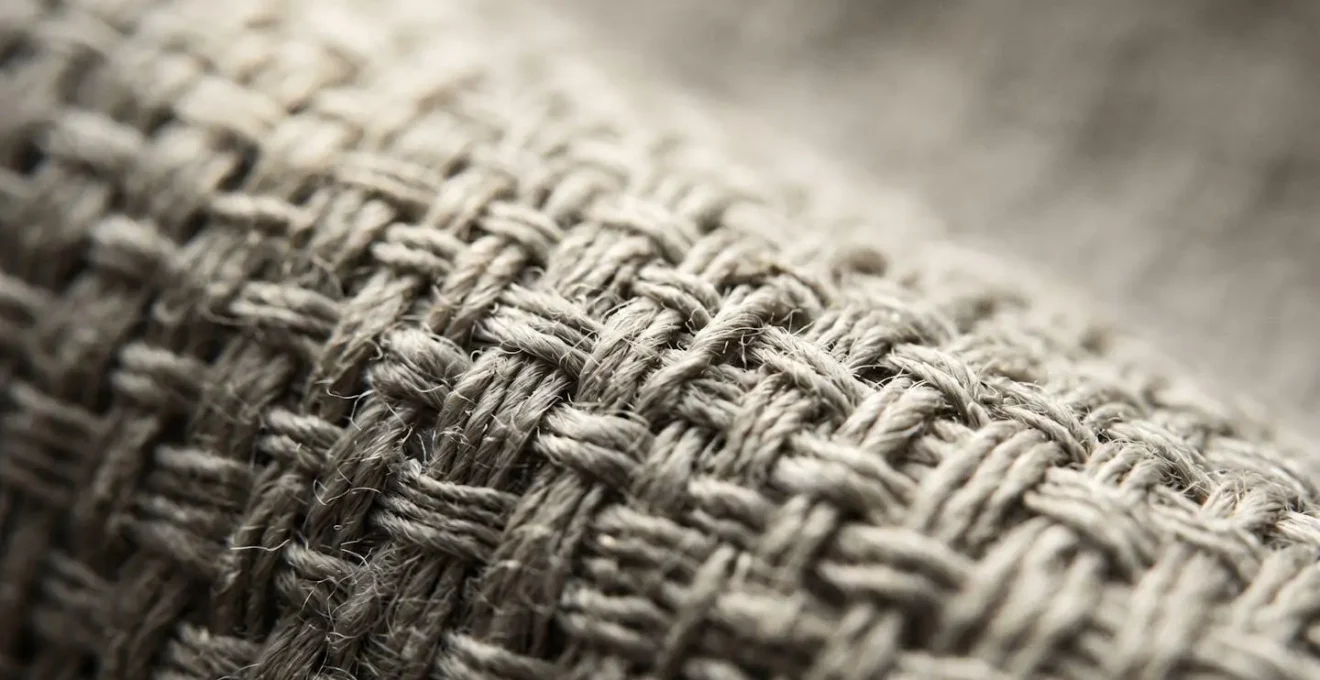 Détail macro d'une texture de tissu de haute qualité montrant la structure des fibres